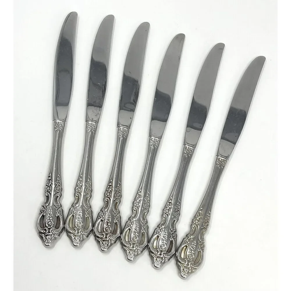 Oneida Renoir-Pembrooke Stainless Floral Hollow Dinner Knives 9